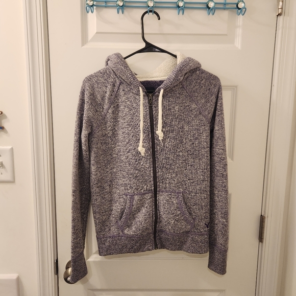 American Eagle Purple Zip Up Hoodie Jacket Womens Size M #T455 - Picture 1 of 8